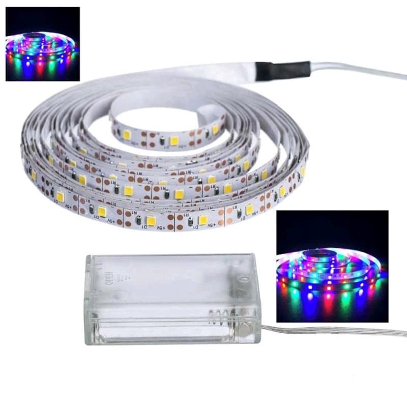Fio Fita Led Luz Colorido 2m 120 Leds a Pilhas Dois Metros Dupla Face Varal Cordão Corda Fita Luz Iluminação LED COLORIDO