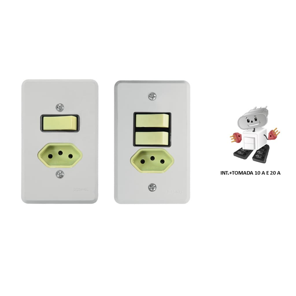 Interruptor + Tomada C/ Placa 4x2