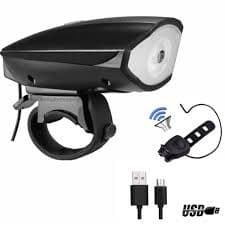 Lanterna Farol Led Bike C/ Buzina Recarregável Usb Bicicleta segurança 250lm