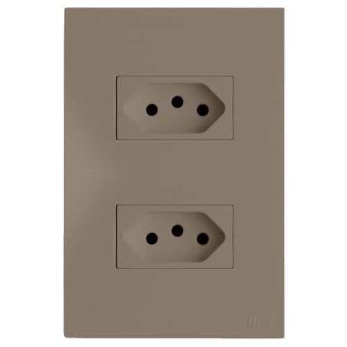 Cj Tomada Dupla 20a 4x2 - Recta Fendi Satin Fosco - Brs12184-3fe