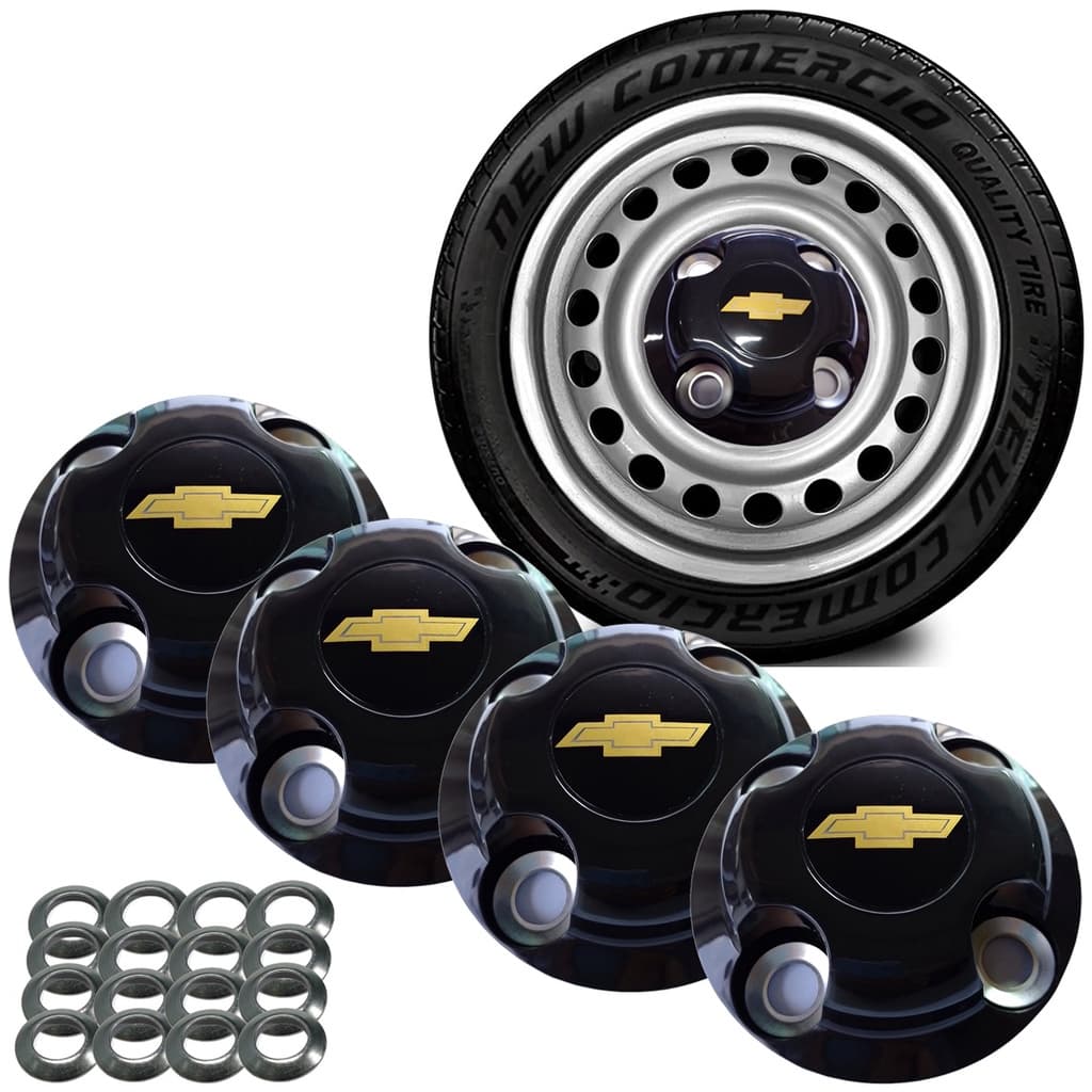 Calota Calotinha Central Tampa Meio Cubo De Roda  Gm Chevrolet Onix Aro 14 15 Roda de Ferro 4 Peças