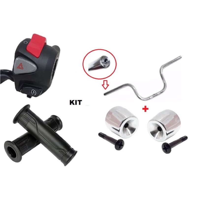 Kit Guidão C/ Peso Manopla Cargo + Punho Cb500x Titan 160 + Pesinho Pcx Cromado Moto Fan 160 Titan Start 160