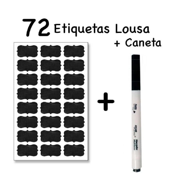 72 Etiquetas Lousa 4x2cm para Temperos + Caneta