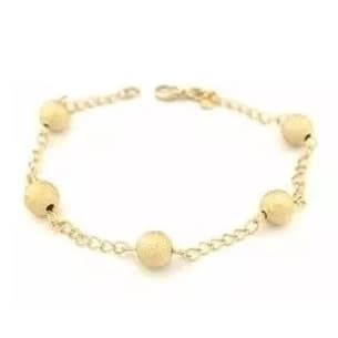 Pulseira 5 Bolas Foscas Folheada A Ouro 18k - Belíssima!