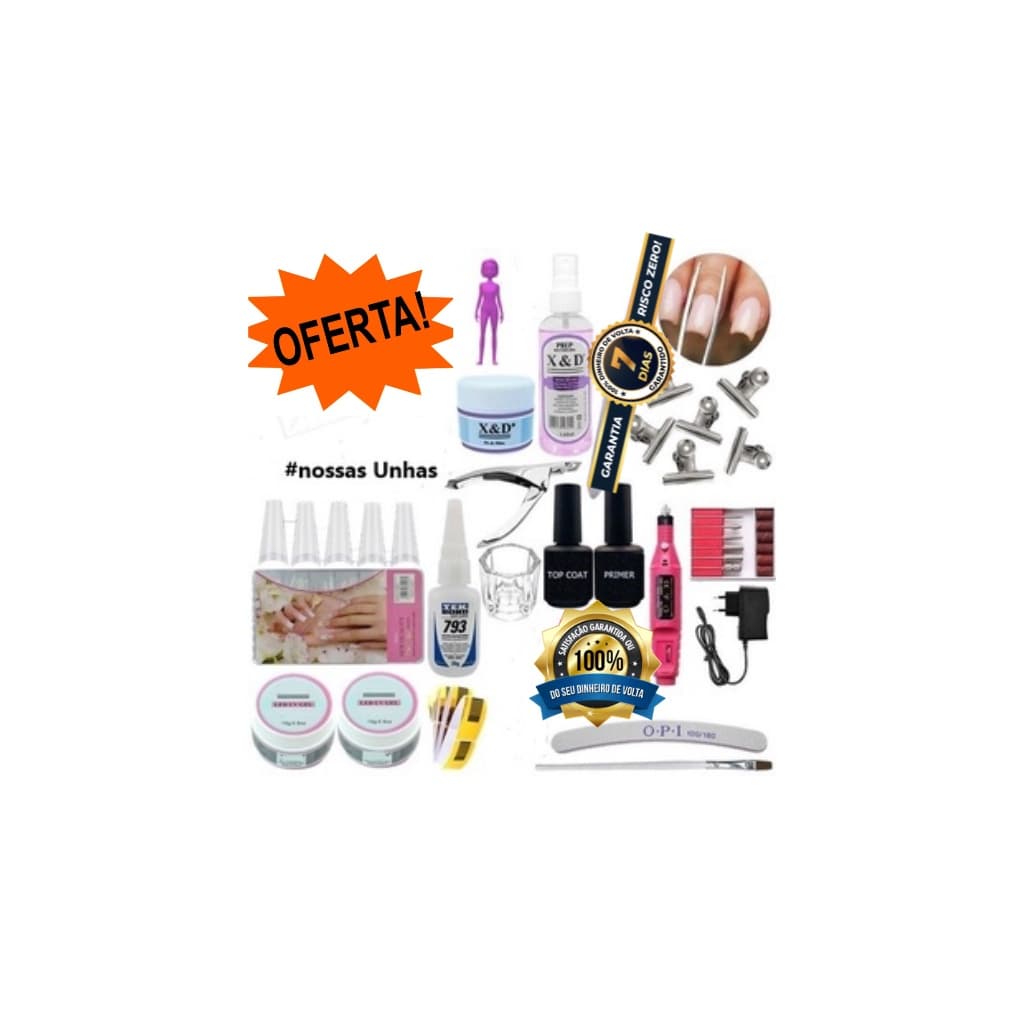 Kit Manicure Alongamento De Unhas Lixadeira Elétrica Top Coat Primer