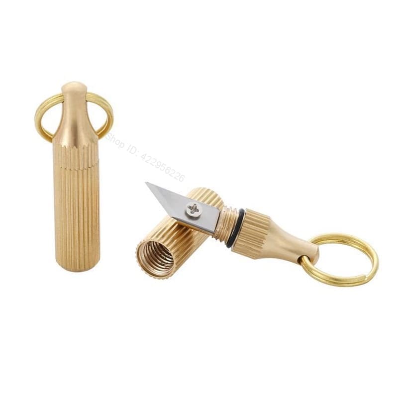 Mini Multifuncional Cápsula De Bronze Faca Ferramentas EDC Portátil Chaveiro Decoração Outdoor Survival Latas Abertos Casca De Frutas Presentes 1 Pc