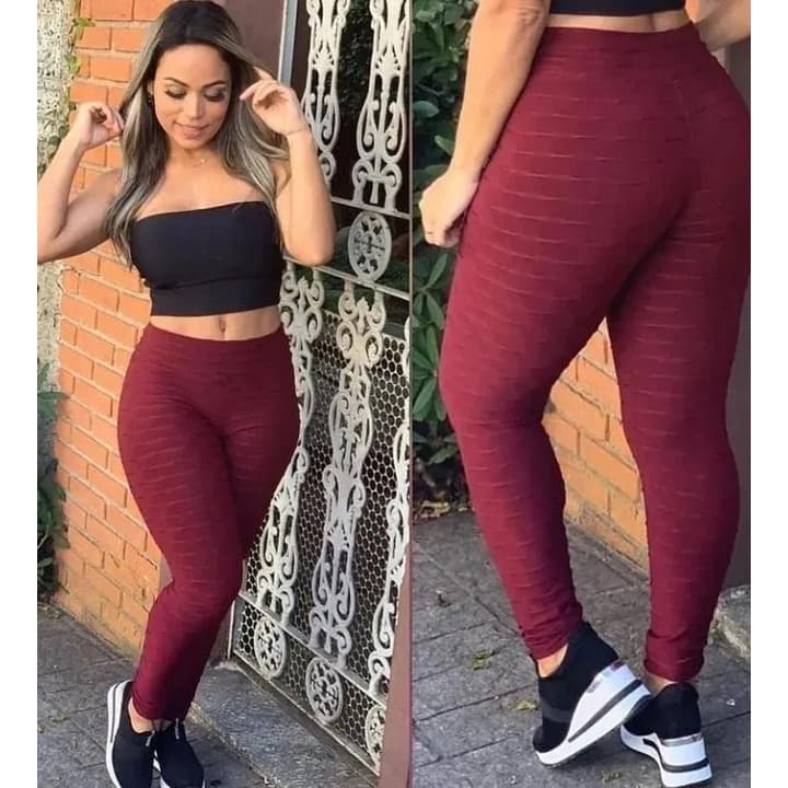 Calça Legging Disfarça Celulite Suplex Bolha Cintura Alta