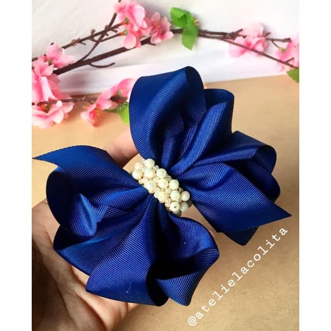 laço boutique duplo, laço com pérolas, laço infantil,
