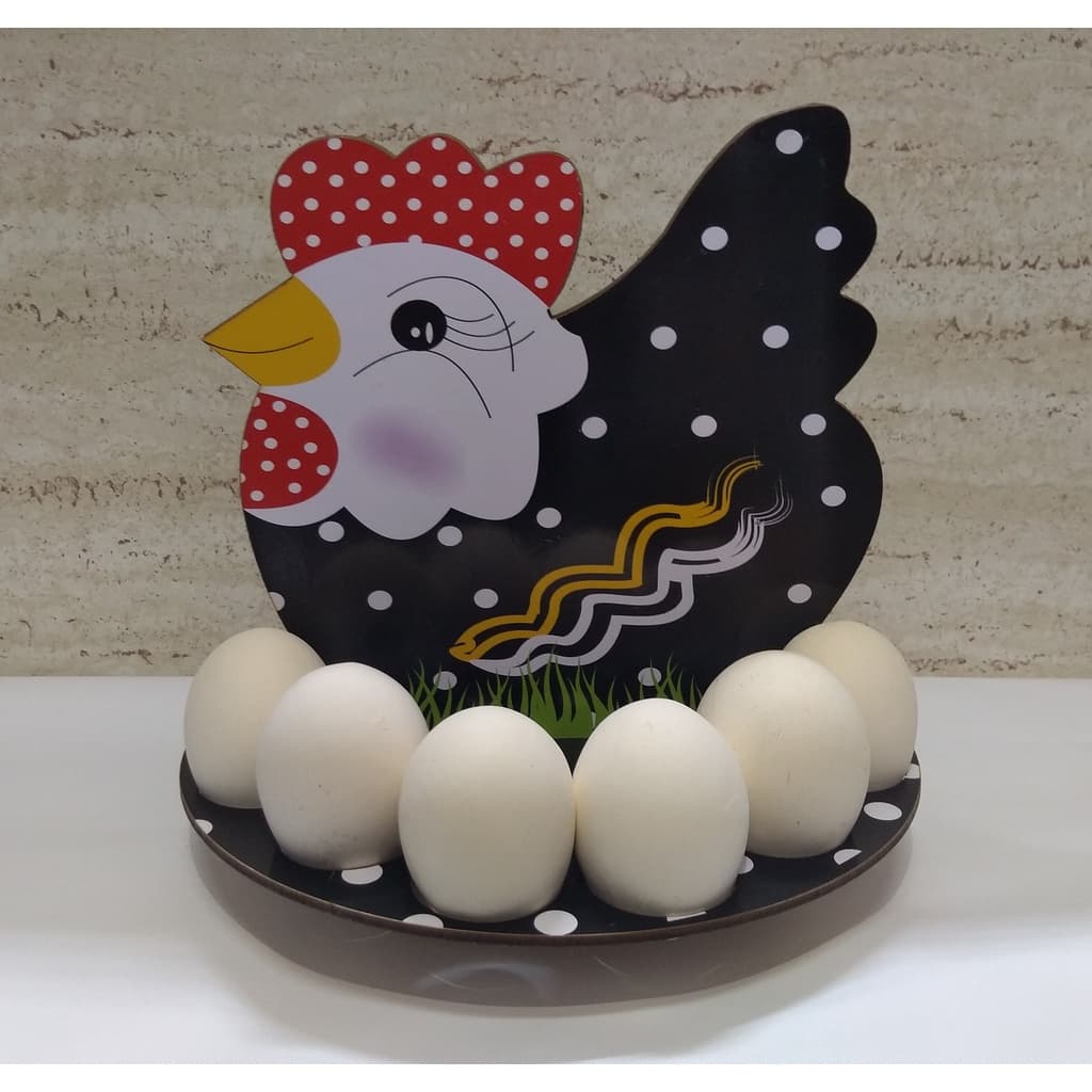 Porta Ovos Galinha MDF Enfeite cozinha