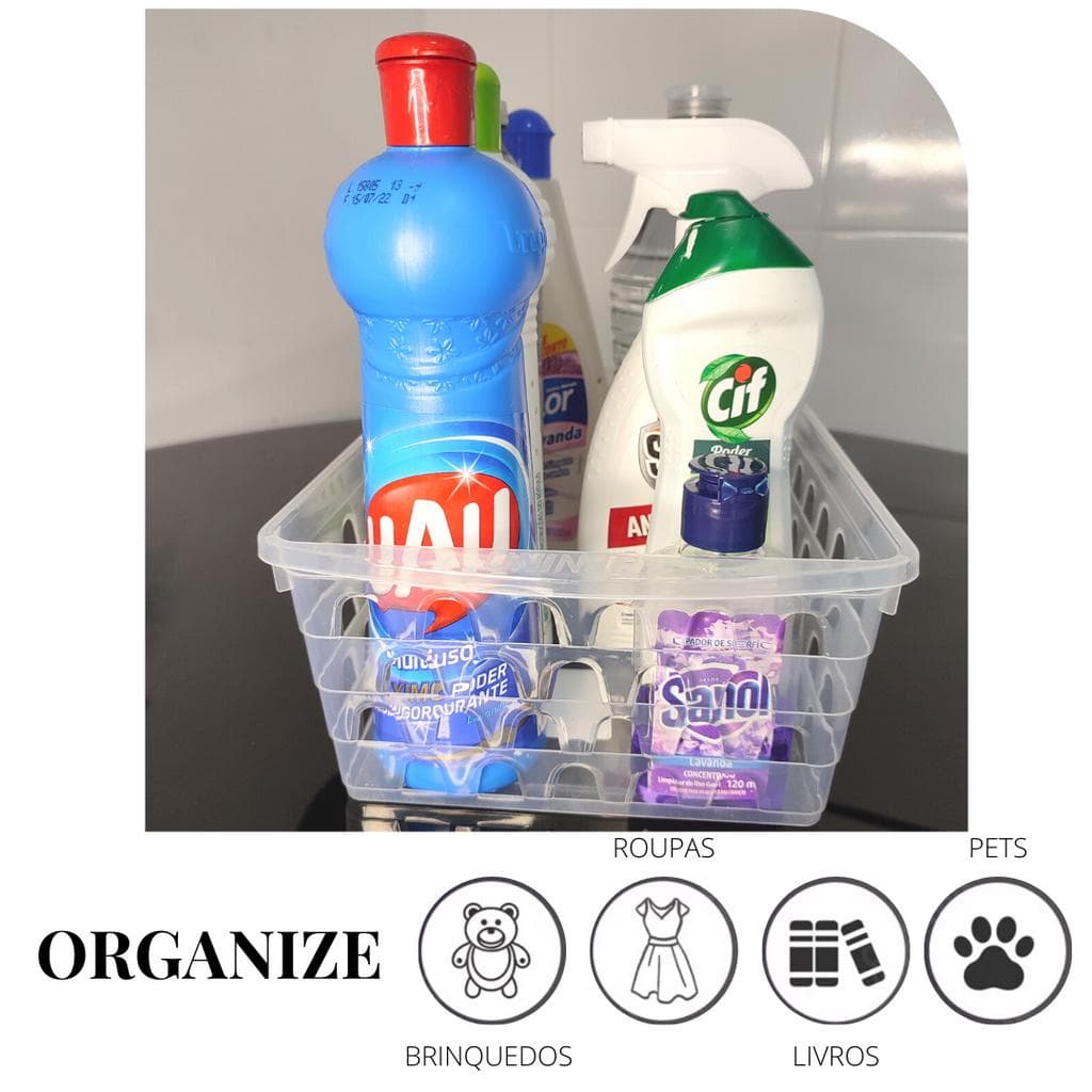 12 Organizadores Multiuso Cesto Plástico Grande 29x205 Transparente Achados Shopee