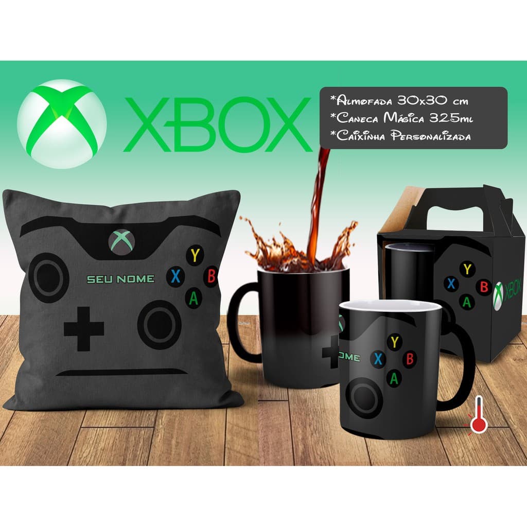 caneca Mágica + Almofada XBox Game com Nome