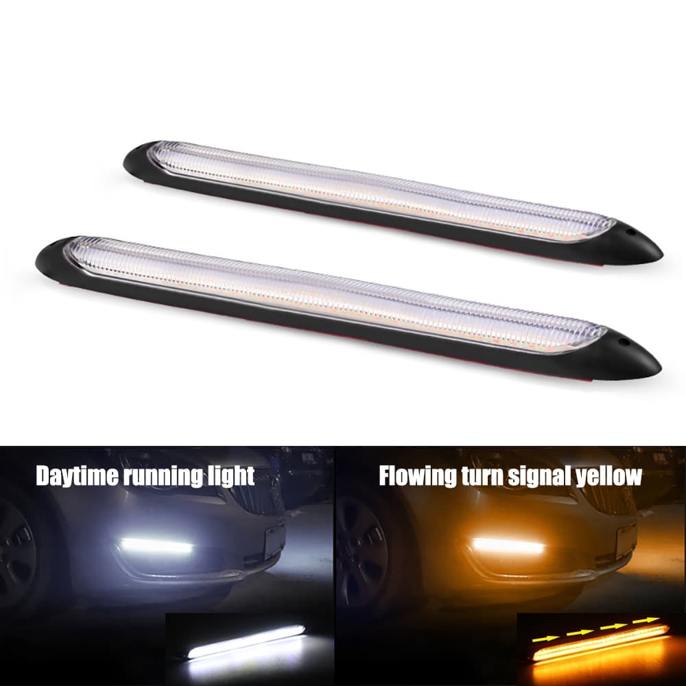 1 Par Universal LED DRL Sequential Sinal De Volta Amarelo Brilhante Branco Dayurna Running Light Para Carro Faróis 12 V