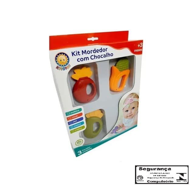 Mordedores e Chocalho  kit c 3 Pecas -Tema frutas Vegetais  Lindo Presente KIt star PROMOÇÃO!!