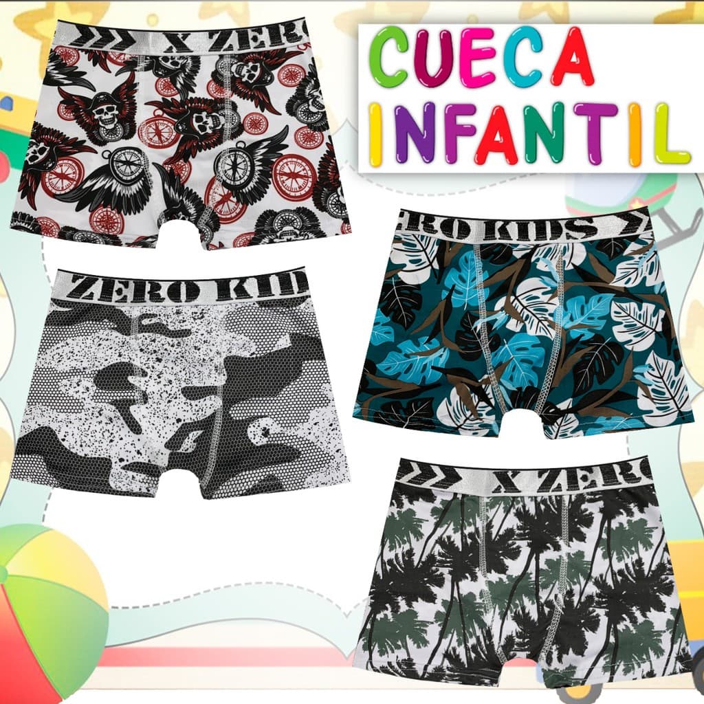 Kit 10 Cuecas Boxer Infantil X-Zero Original Atacado