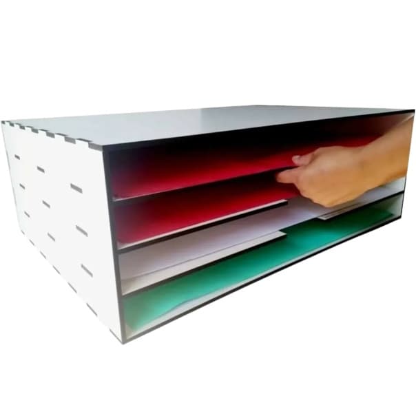 Armário Organizador de Cartolinas Escritório Empresa Papelaria MDF Branco 6mm
