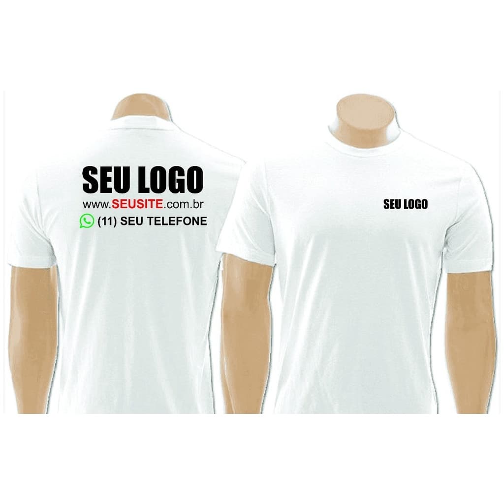 Camiseta Personalizada Branca Com Sua Estampa ou sua logo,sua ideia, sua criatividade com 2 Estampas