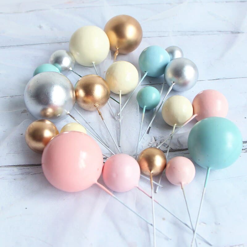 4pçs/Conjunto Topo De Bolo Bola Colorida Para Decoração De Aniversário