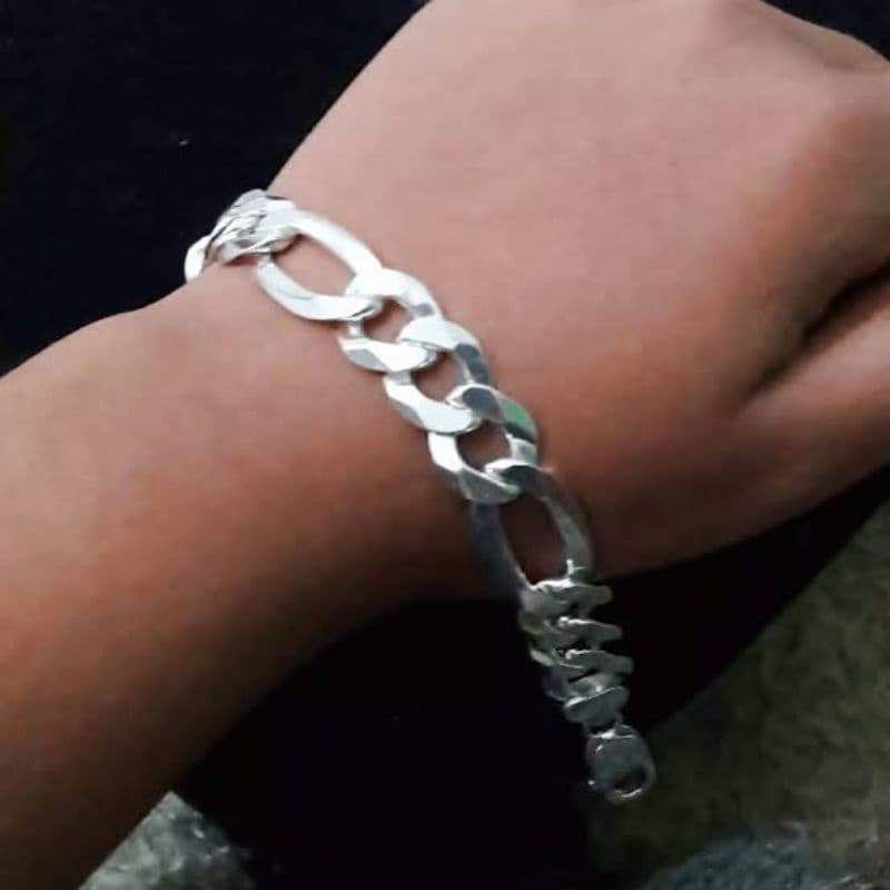 pulseira grossa 3x1 - 10mm masculina prata mista 925 fecho cadeado