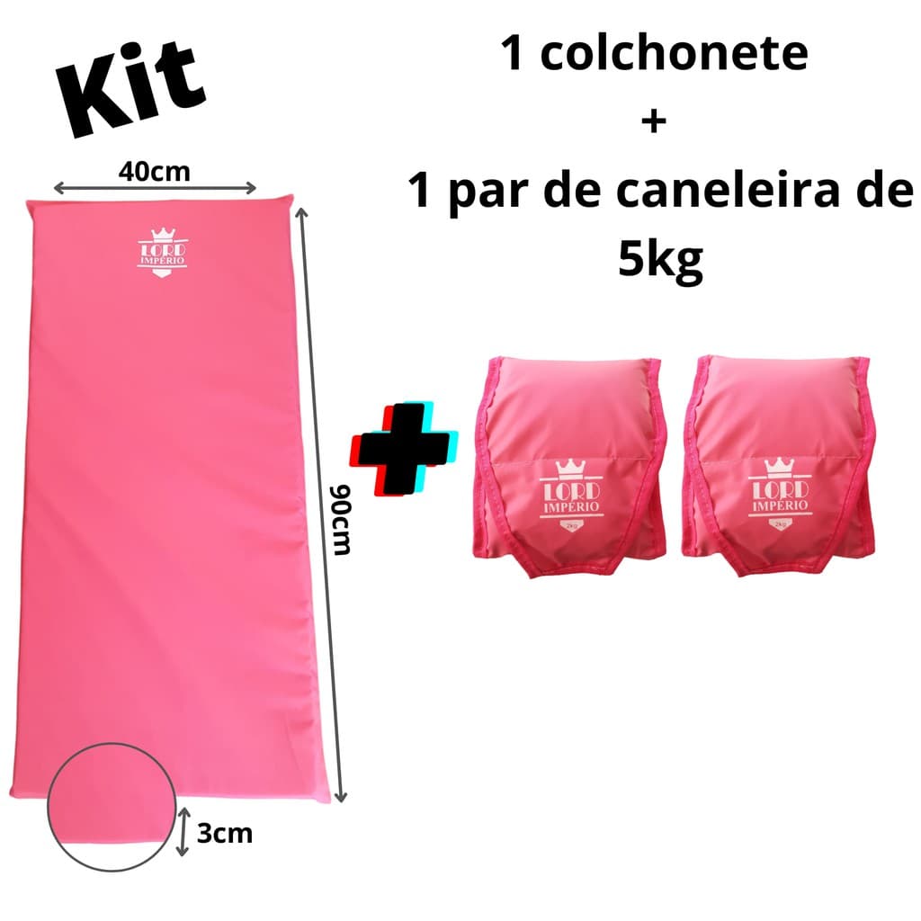 kit colchonete + tornozeleira/caneleira peso de 5kg  ) - par -  cor rosa (pink - Lord Império