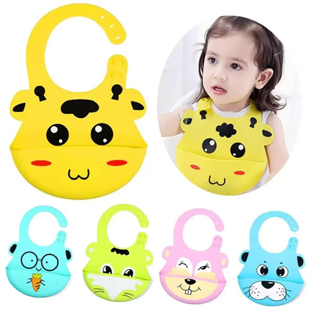 3 Babador Silicone Bebê Impermeável Migalha Infantil Avental