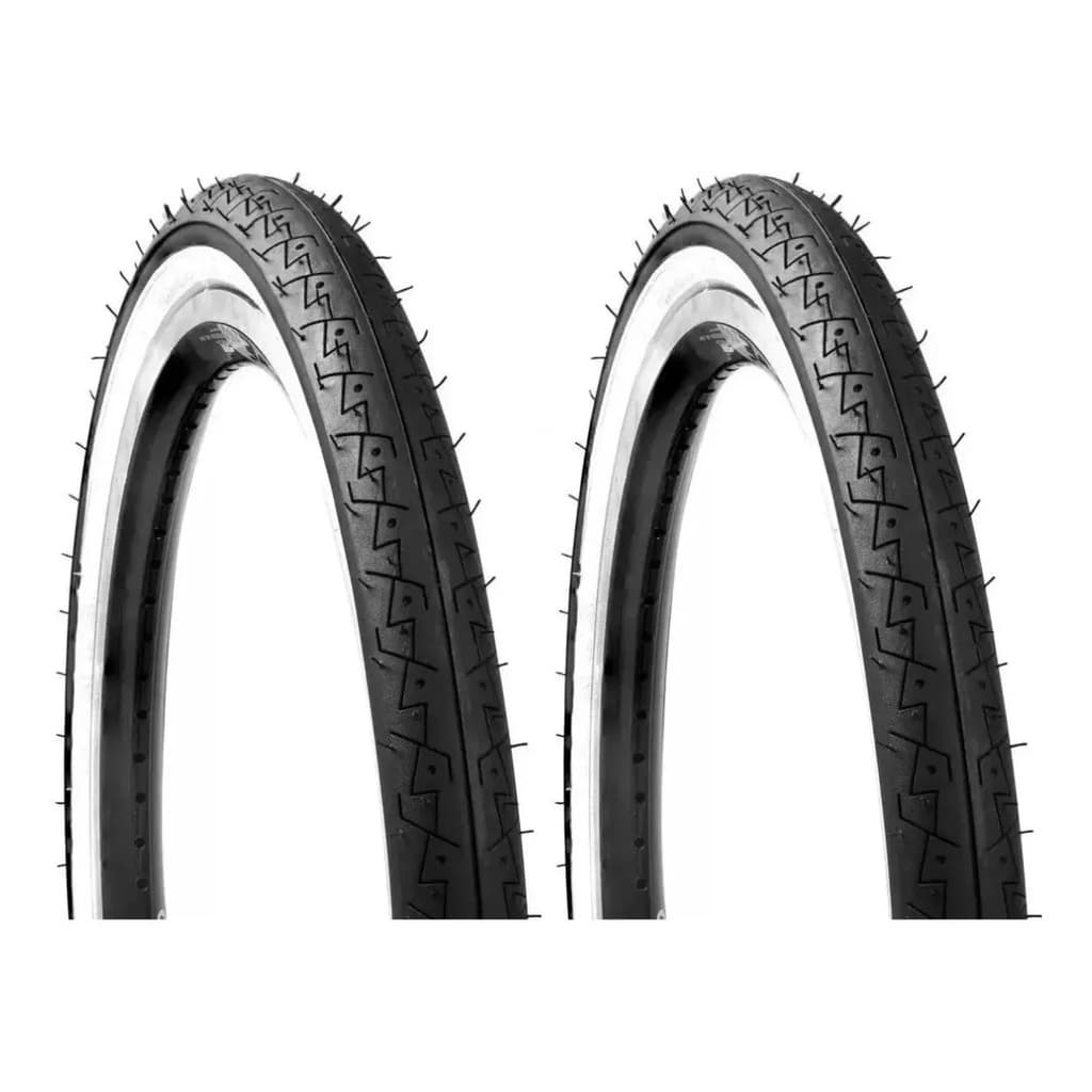 Par Pneus Bicicleta Kenda Aro 26 X 1.50 Com Faixa Branca Bike Liso Slick Urbano Retro