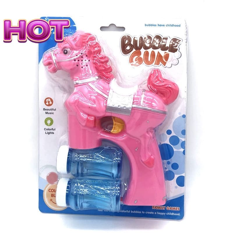 Arma colorida da bolha do pônei para o presente do dia das crianças Máquina da bolha