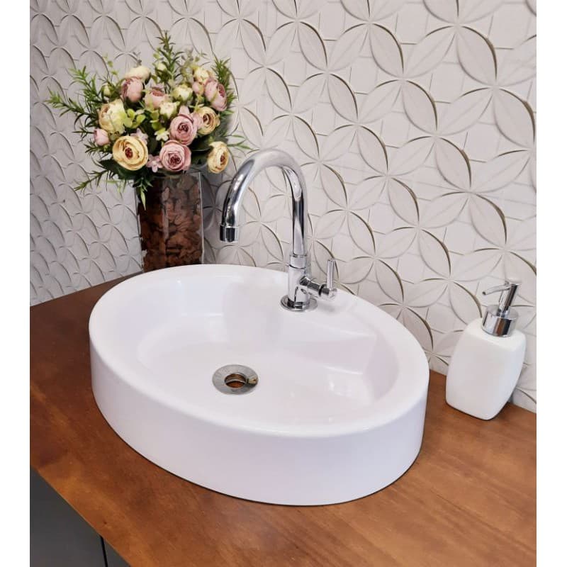 Cuba Pia Copo De Leite Lecce de Apoio Banheiro 44x34cm branco Casa Laura Decor em mármore Sintético