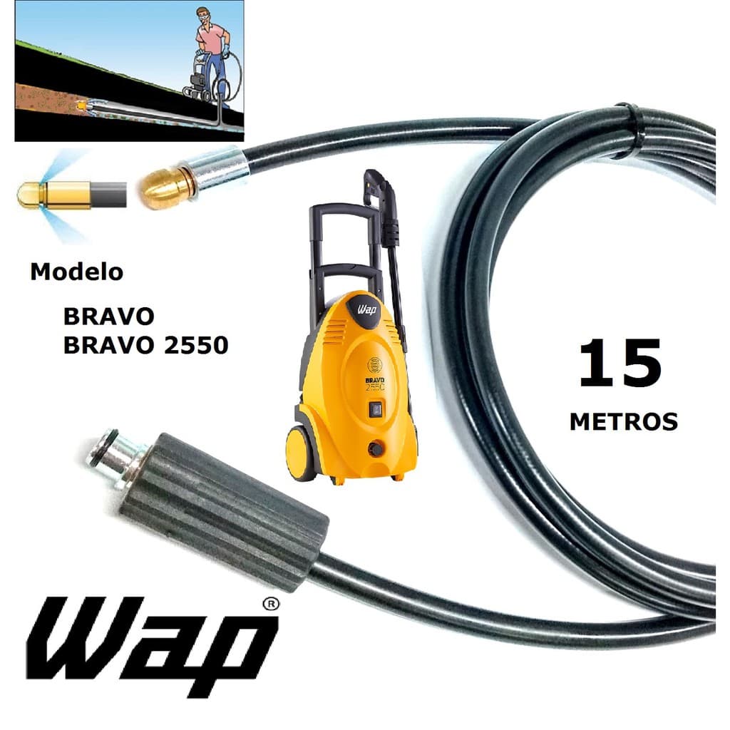 Mangueira desentupidora de tubulação WAP - 15 Metros - Wap BRAVO 2550