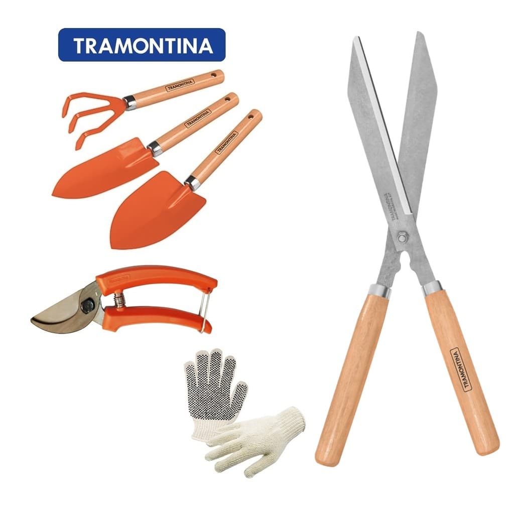 Kit para Jardinagem 5 Peças com a Qualidade Tramontina e Luva Multiuso