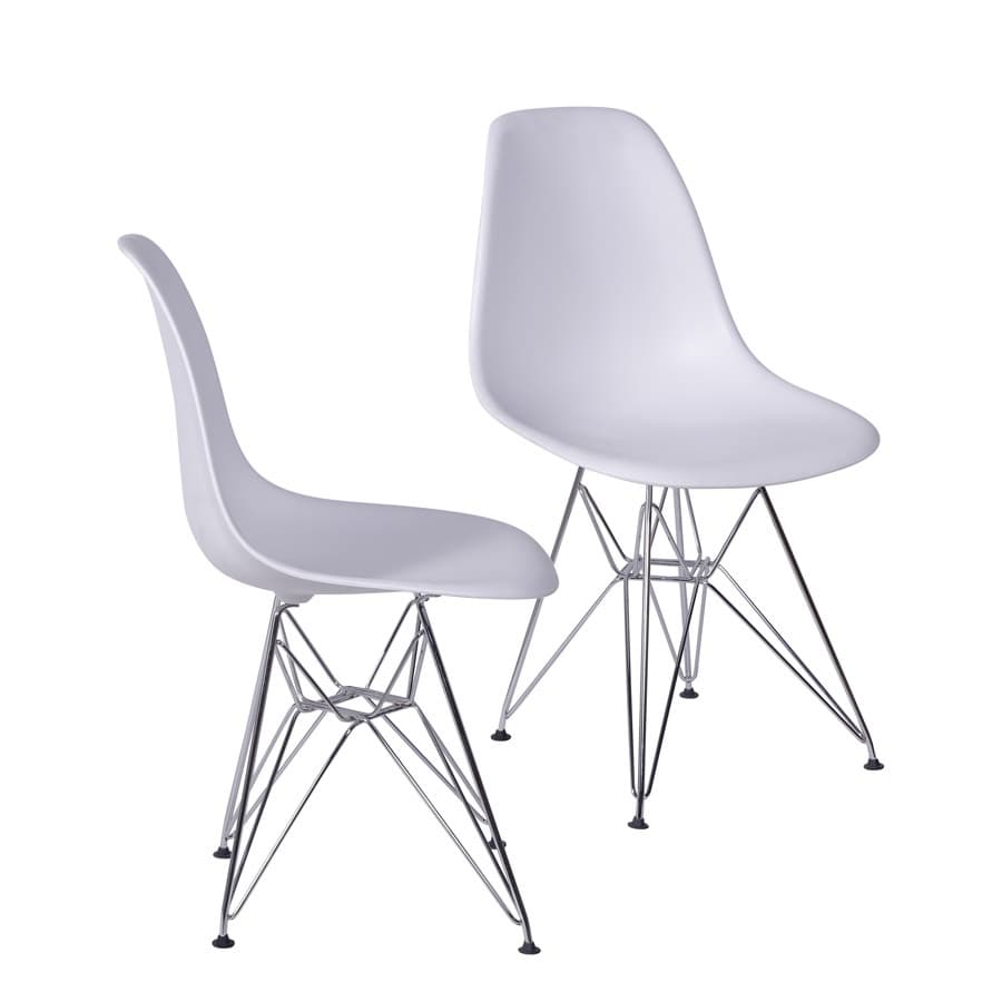 Kit com 2 Cadeiras de Jantar DKR Eames Boxbit Base Cromada para Escrivaninha / Sala de Jantar