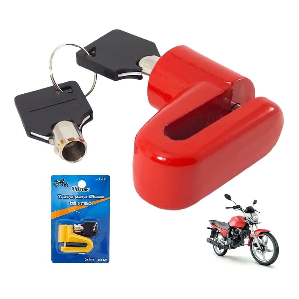 Trava Cadeado De Disco Grande Moto Bike Com Chave - Oferta