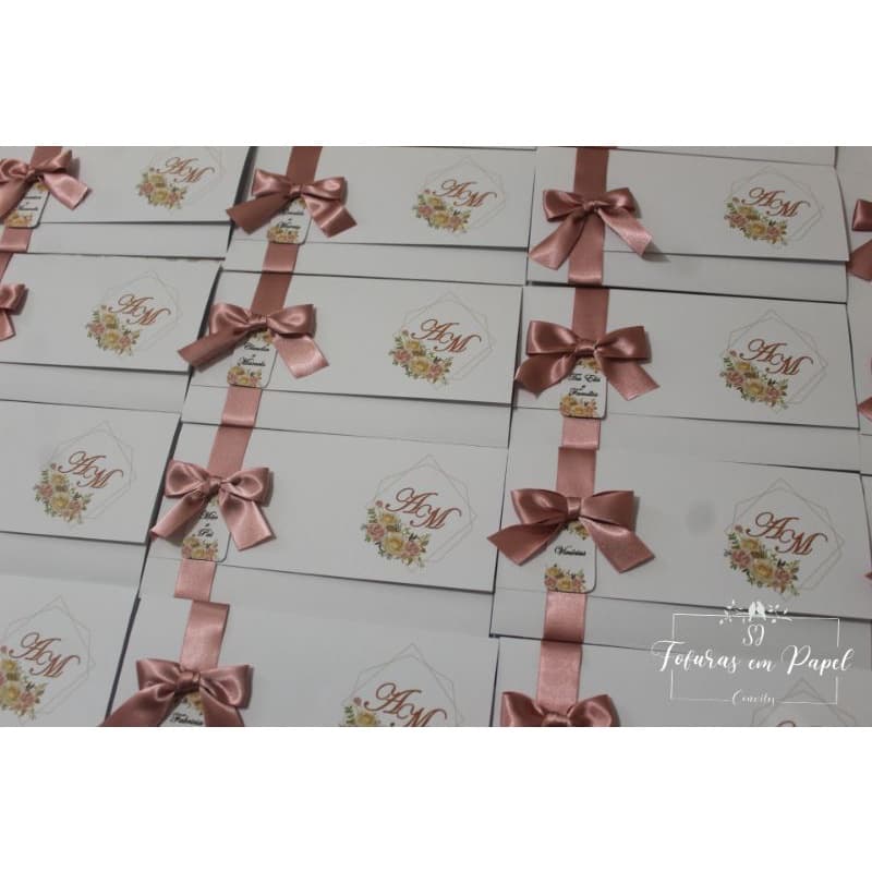 Convite personalizado casamento rose