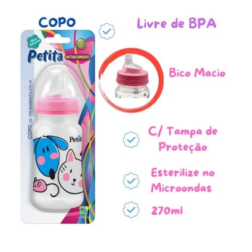 Copo Treinamento/Transição Azul ou Rosa BICO SILICONE ATACADO BARATO