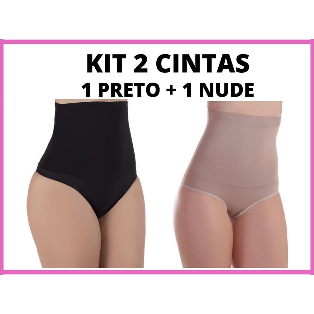 Kit 2 Cinta Modeladora Pós Parto Cós Alto Maternidade Reduz Medidas