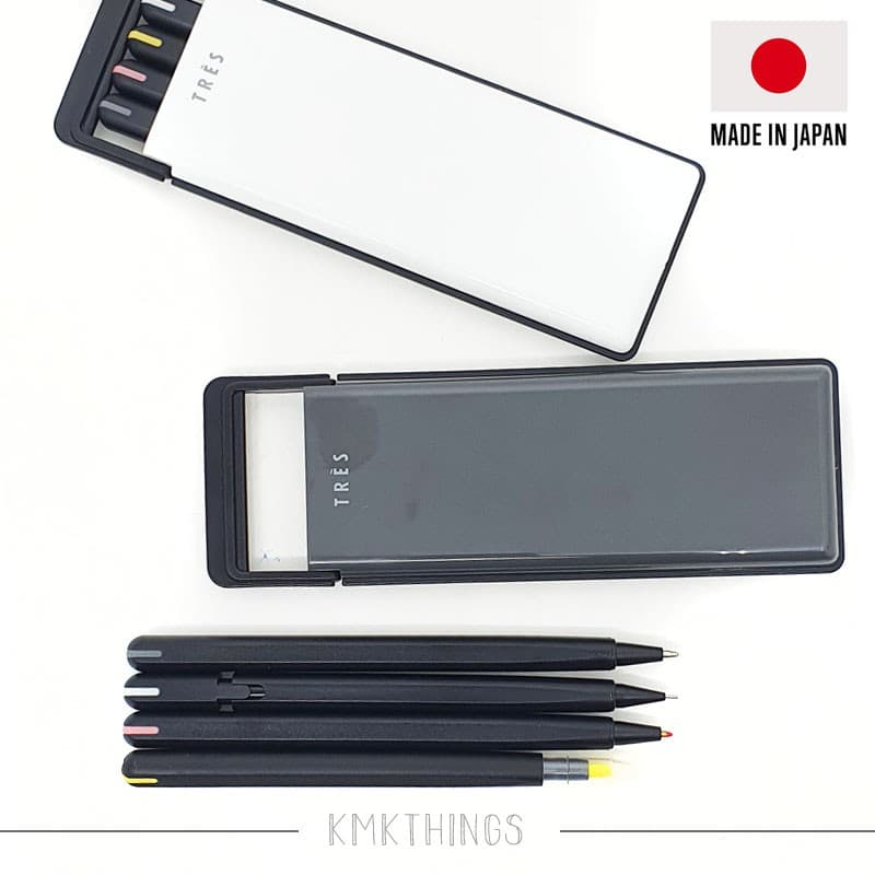 Kit com caneta, marca-texto e lapiseira Très - Importado Japão