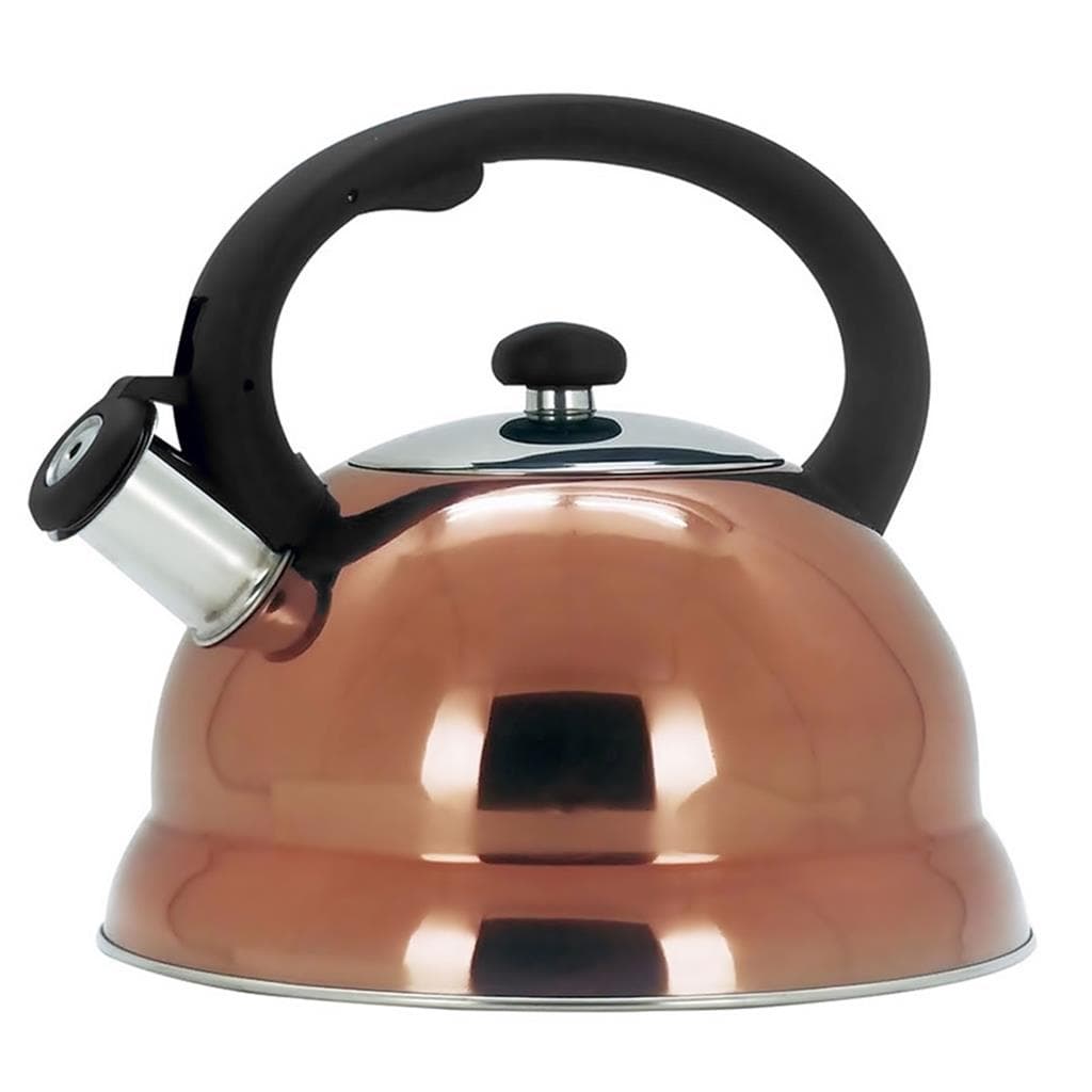 Chaleira Em Inox 3l Fogao A Gas E Inducao Com Apito Bronze - Mimo Style