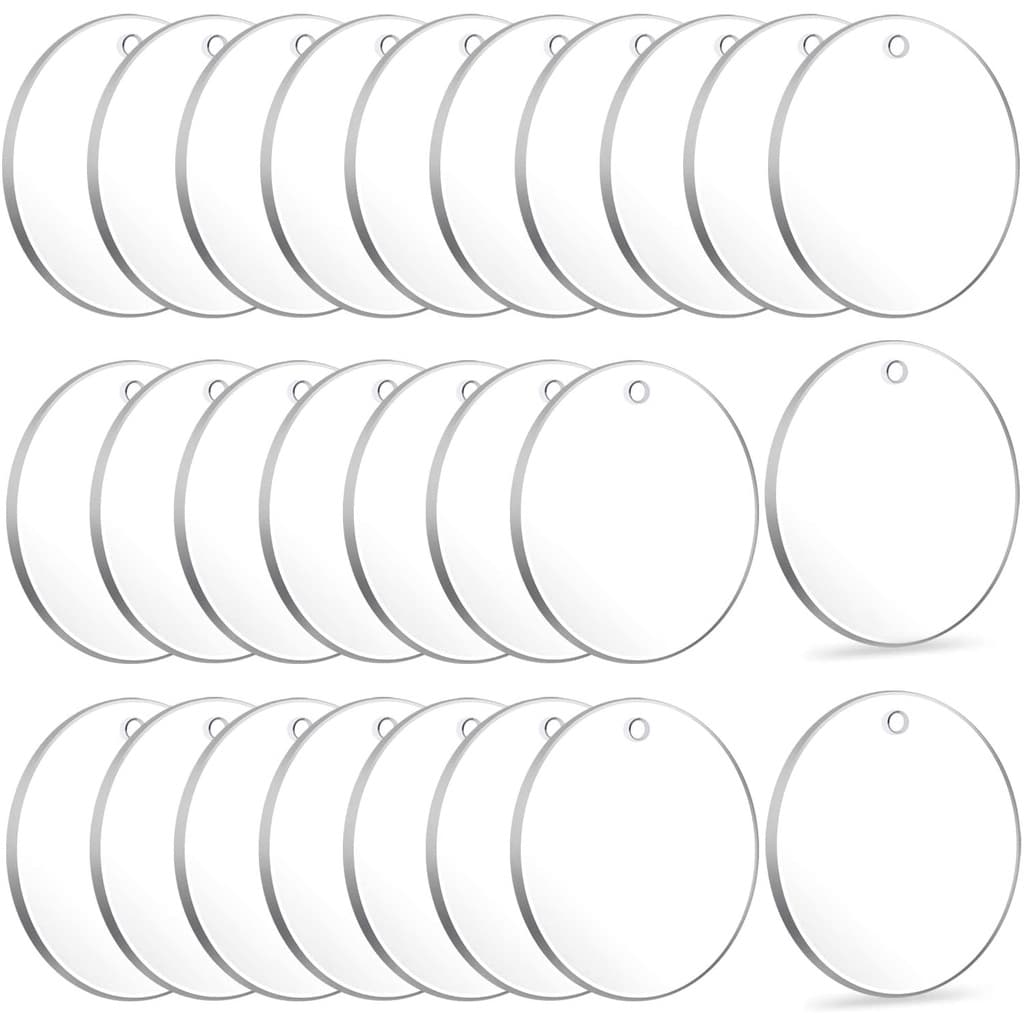 50 peças de chaveiros de acrílico circular preto ou transparente em branco 4 cm para RTESANADO e DIY e projetos em vinil