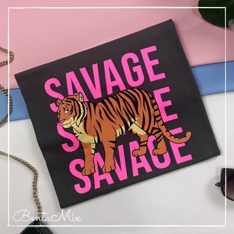 TSHIRT “ Savage - Onça Tigre “ Camiseta feminina básica modinha tumbrl blogueira