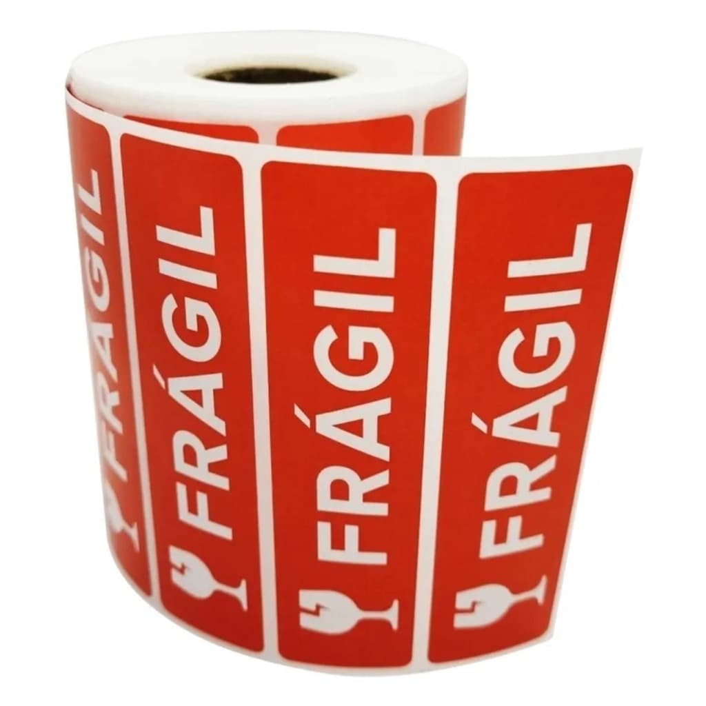 Etiquetas Frágil Couchê com Taça Cuidado Frágil Tamanho - 88x23mm