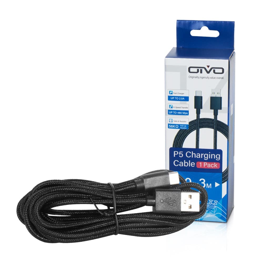 Cabo Carregador Controle PS5 Xbox Series USB Tipo C 3 Metros