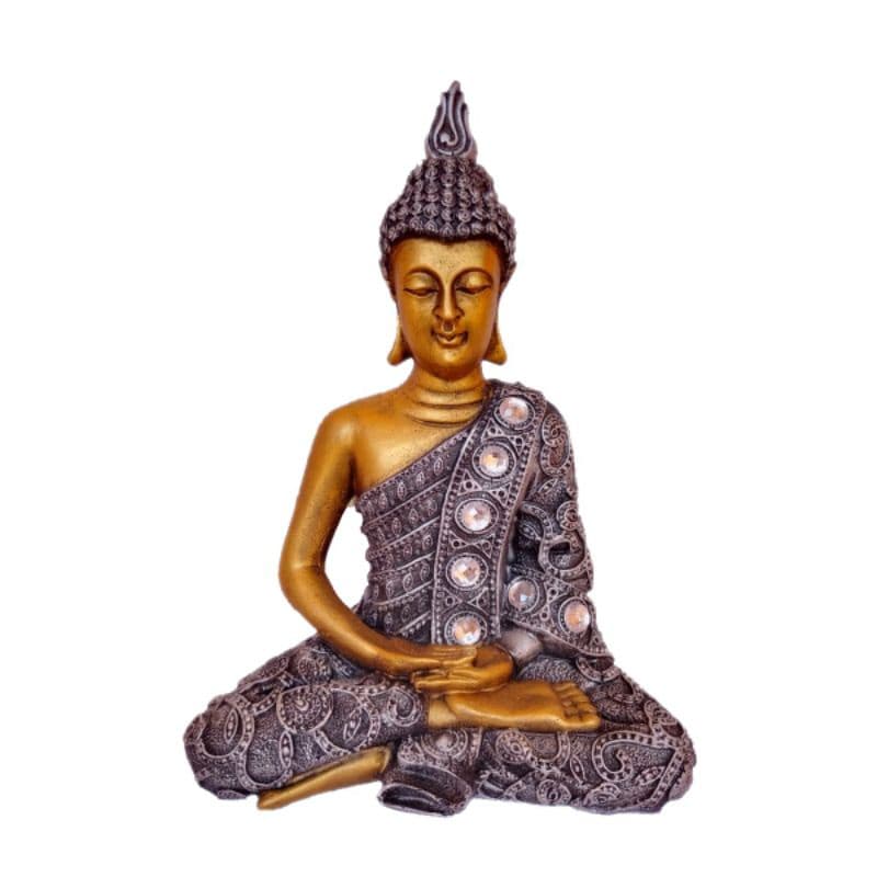 Buda Meditando Decoração Para Casa Enfeite Em Resina Prata