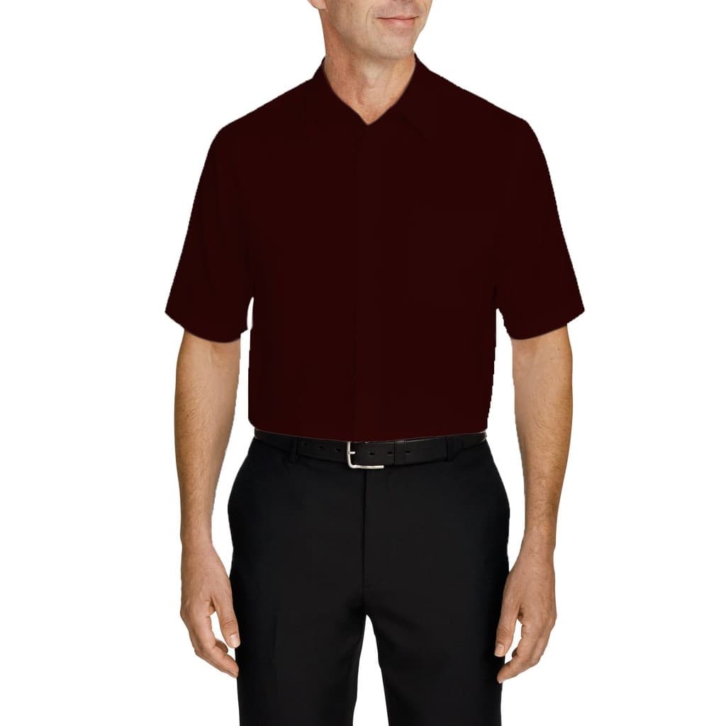 Camisa Social Masculina Bom Pano Manga Curta Lisa Vermelha