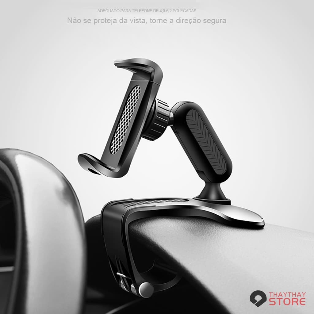 Suporte para celular carro Trava Automática Rotação 360º Super Resistente Firme Haste Rotação Ajuste Prolongável