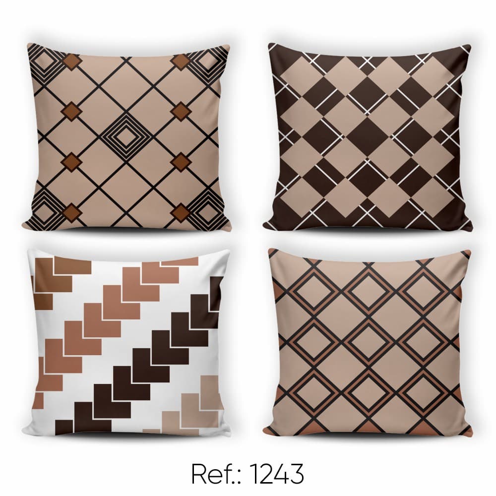 Kit Capa de Almofada Decorativa Estampada Quarto ou Sala 04 Peças