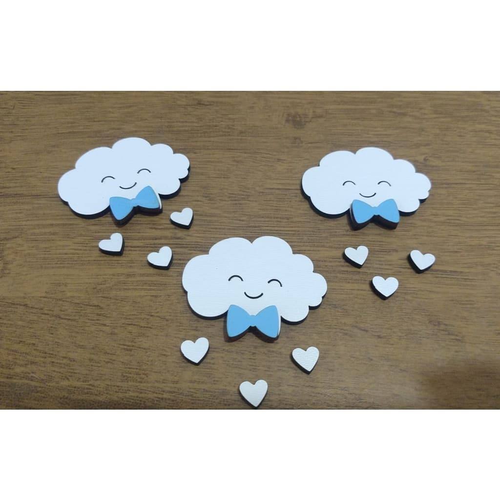 Kit 20 Apliques de Nuvem Gravata Chuva de Benção