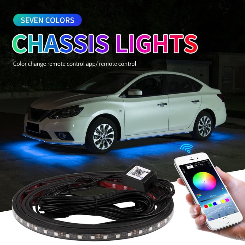Carro Underglow Tira De Luz Néon Remoto/APP RGB À Prova Dwaterproof Água LED Underbody Luzes Ambientes Backlight Lâmpada