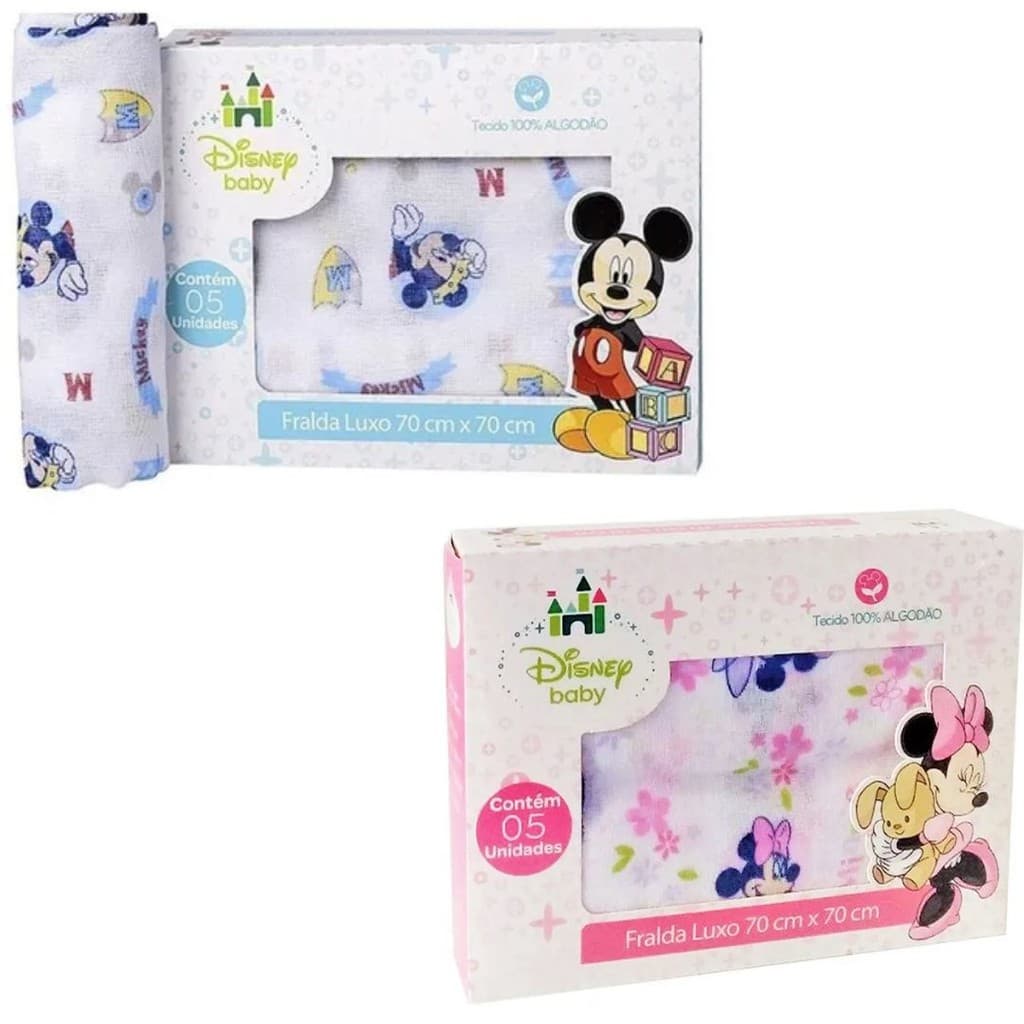 Fralda De Pano Estampa Disney - Caixa Com 5