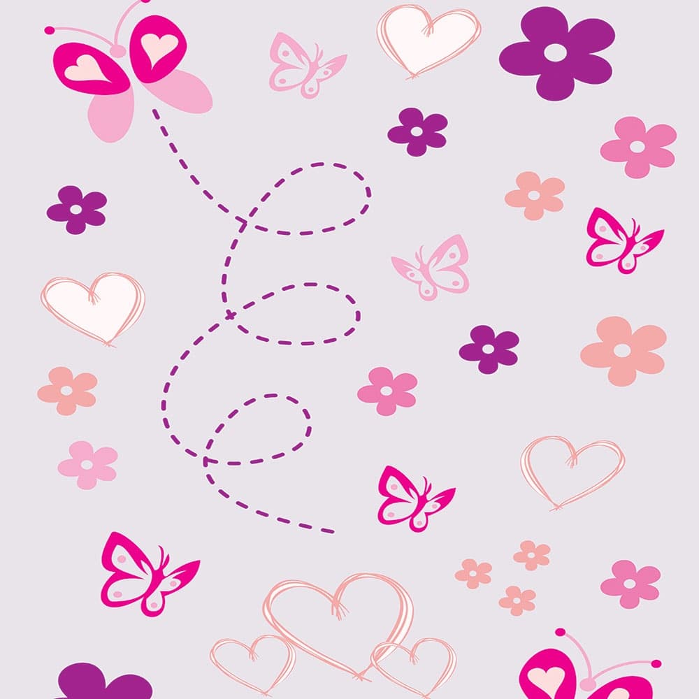 Papel De Parede Adesivo Rosa e Roxo Lilás Borboletas Magia Autocolante Lavável Decoração infantil