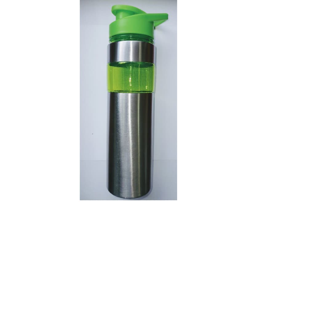 Garrafa squeeze inox fitness academia cromado verde