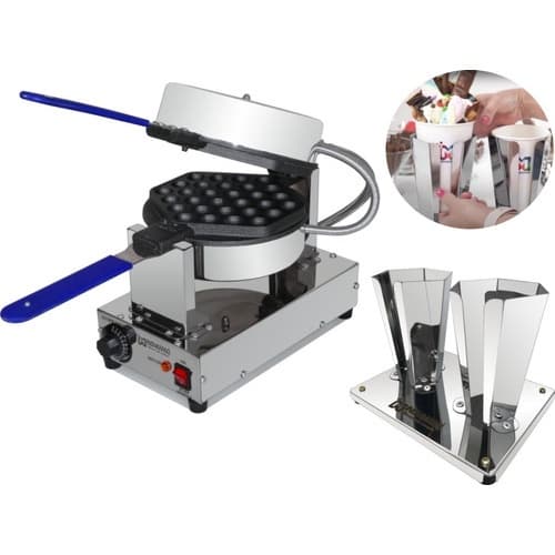 Kit Maquina Waffle Bubble + Suporte Duplo Para Cone Inovamaq